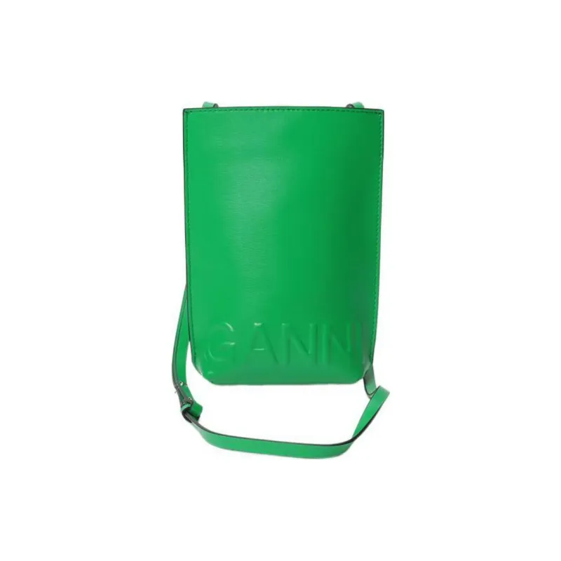 GANNI Banner Leather Shoulder Bag Crossbody Bag Small Size Women's Green-4