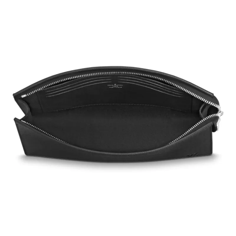LOUIS VUITTON Pochette Voyage MM Needle Forest Leather Clutch Toiletry Bag Medium Size Men's Black-2