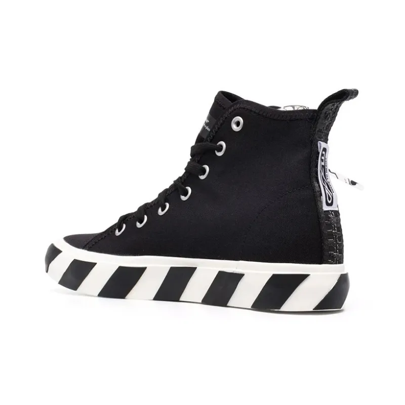 OFF WHITE Mid Top Vulcanized Canvas Sneaker 'Black White'-2