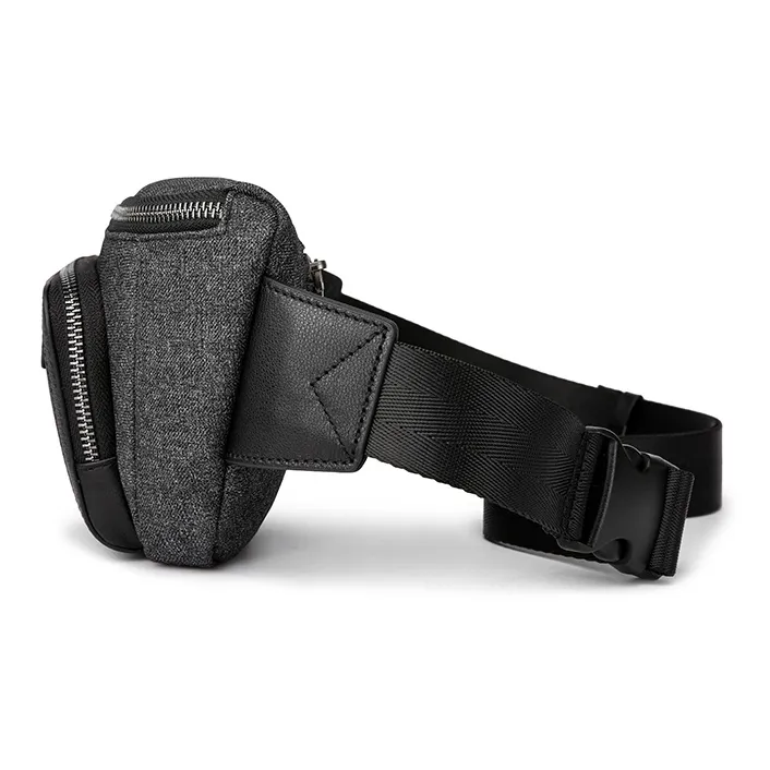FAIRWHALE Oxford With Cow Leather Fanny Pack Regular Men's Dark Gray-2