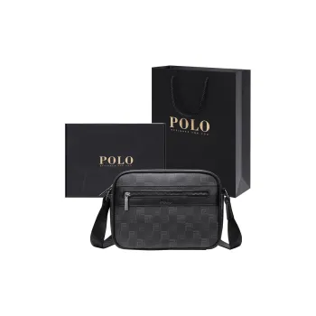 POLO PVC Synthetic Leather Shoulder Bag Regular Men's Black