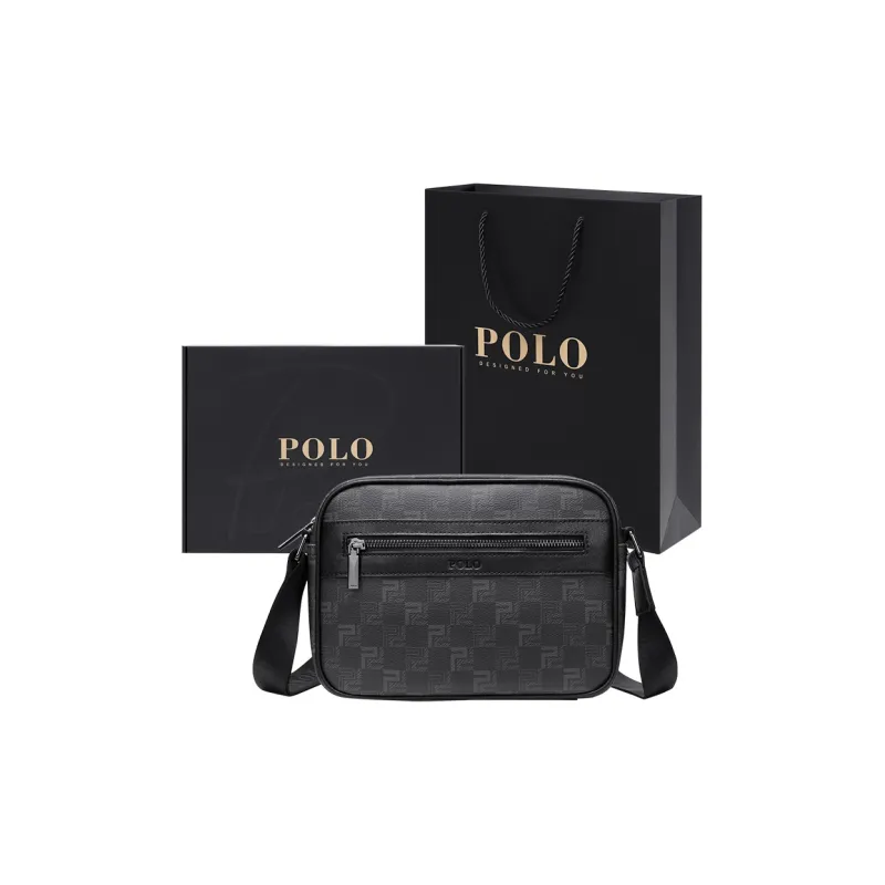 POLO PVC Synthetic Leather Shoulder Bag Regular Men's Black-6