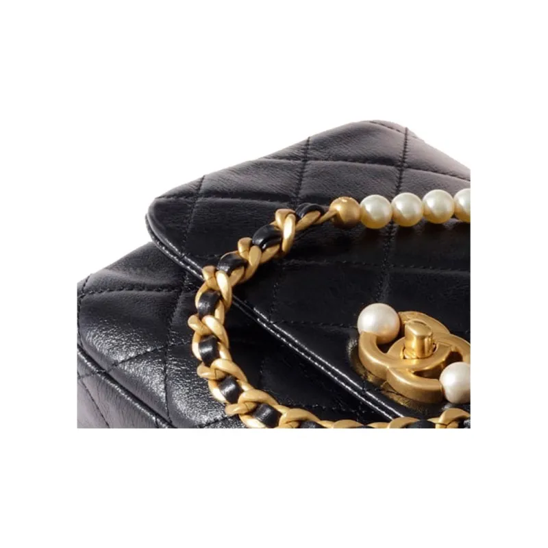 CHANEL 22c Early Spring Calfskin Flap Bag, Crossbody Bag, Shoulder Bag Women's Black-4