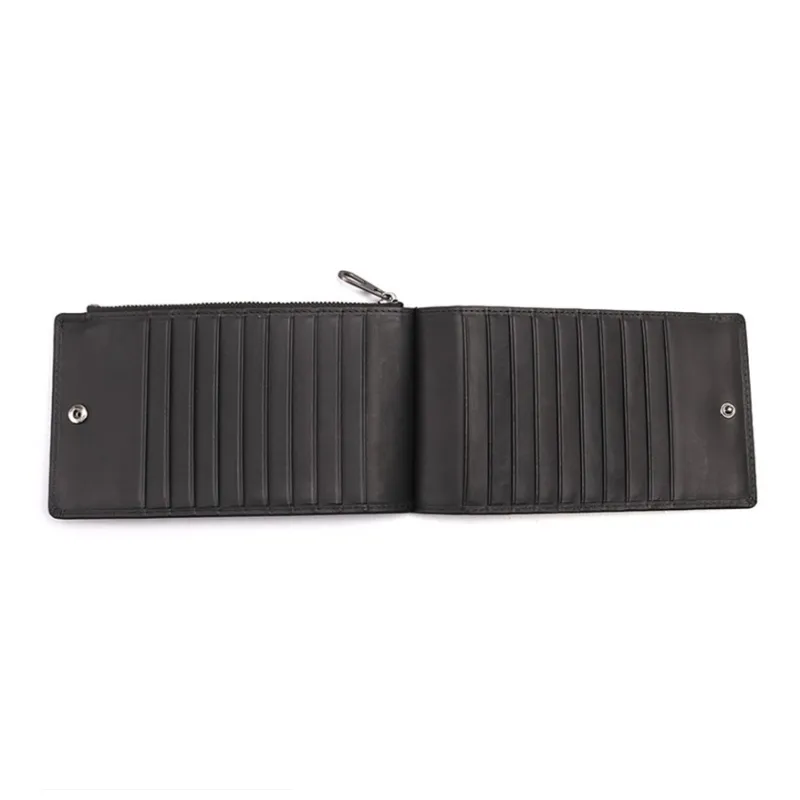 CMLZIUA Top Grain Cow Leather Wallet Large Size Unisex Black-3
