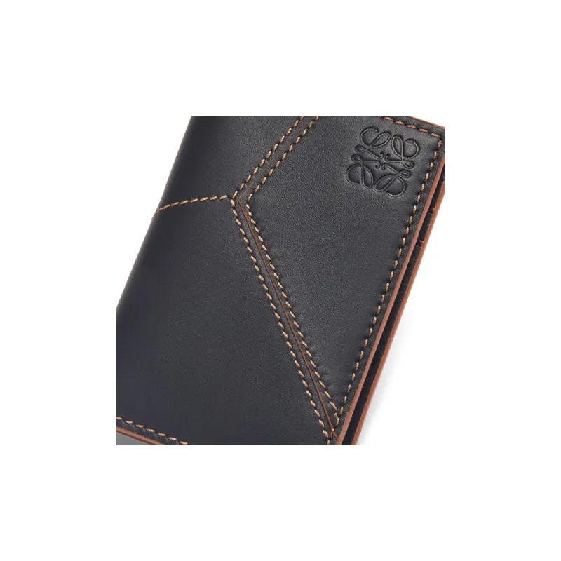 LOEWE Puzzle Smooth Cow Leather Card Holder Wallet Men's Black-4
