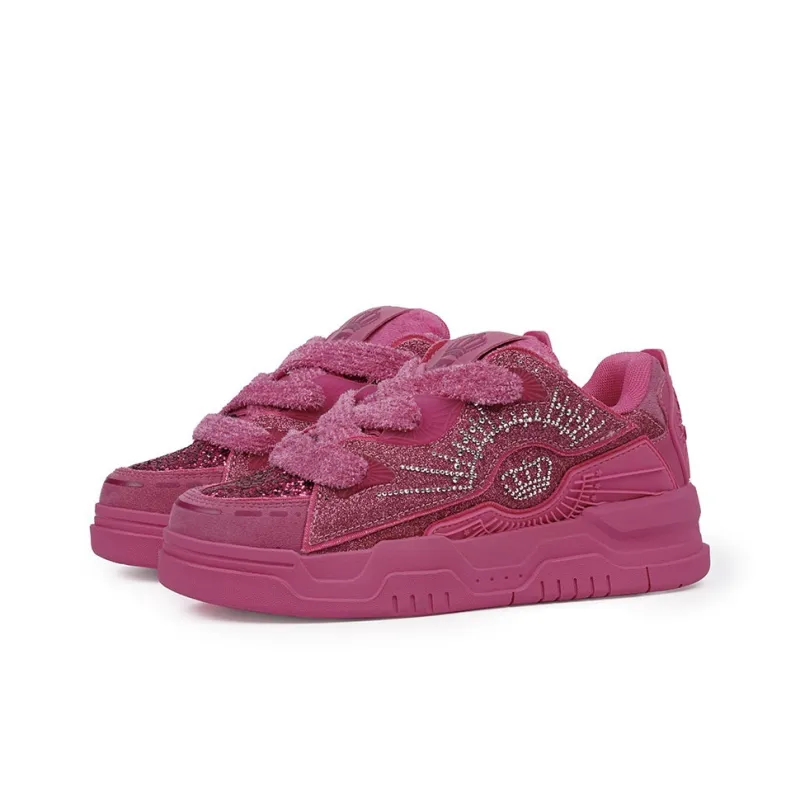 JUZI Low Top Skateboard Shoes Women's Rose Red-1