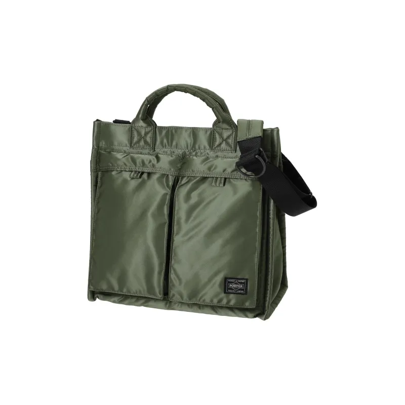 PORTER Nylon Twill Tote Bag Shopping Bag Shoulder Bag Crossbody Bag Handbag Medium Size Unisex Sage Green-0