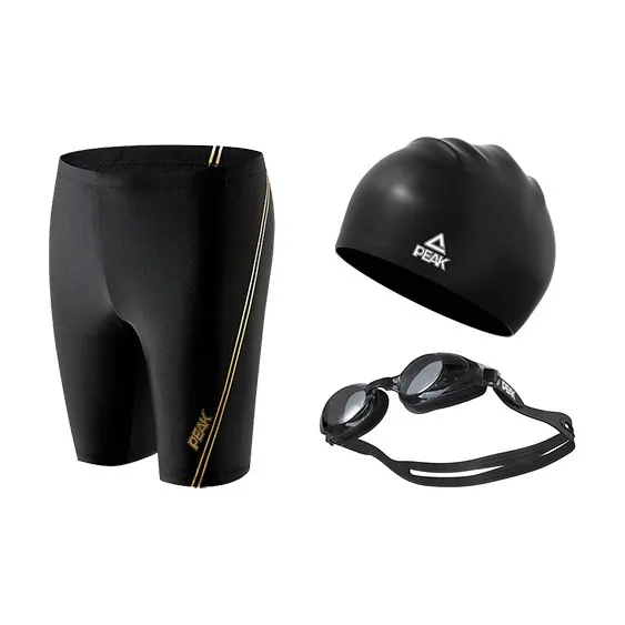 PEAK Swimming Sets Polyester Elastane Seaside Vacation With Hot Spring Men's Black-3