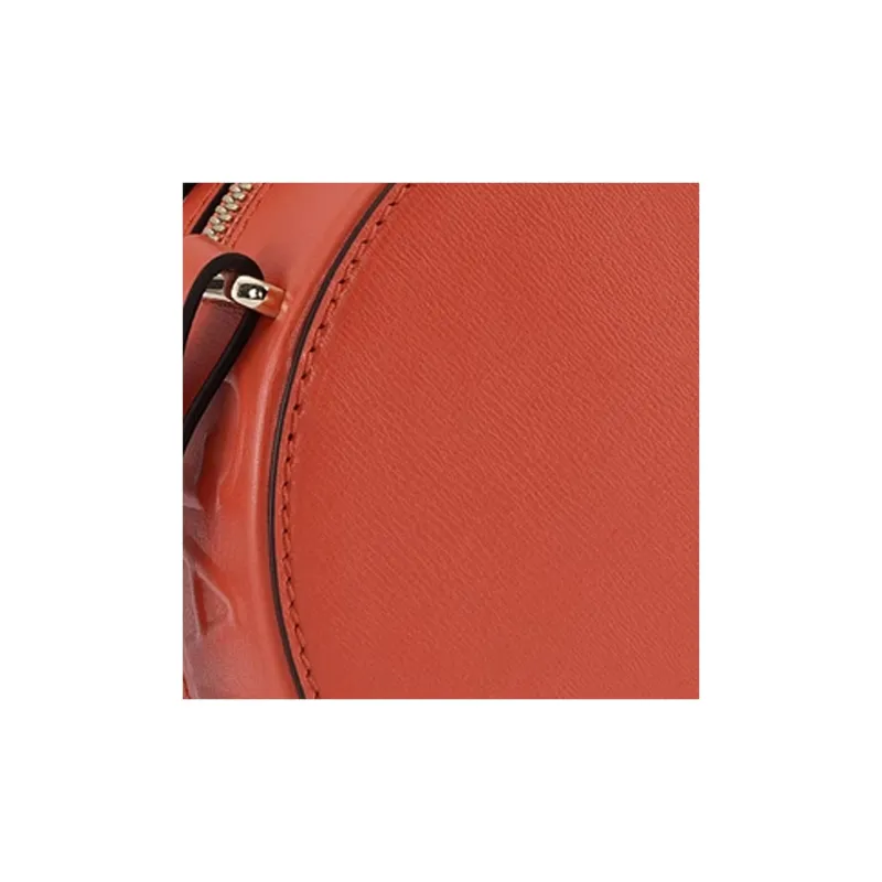 GANNI Recycled Material Patchwork Fabric Small Round Bag Wallet Shoulder Bag Women's Red-2