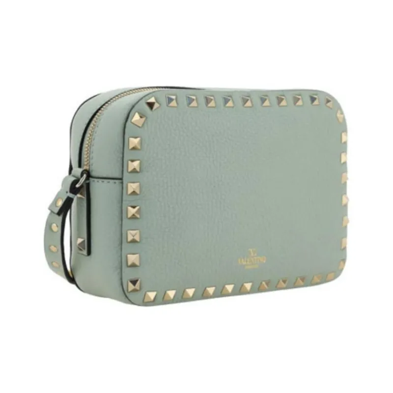 Valentino Rockstud Calfskin Camera Bags Crossbody Bag Shoulder Bag Women's Aqua Green-2