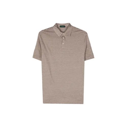 Zanone Striped Linen-blend Polo Shirt