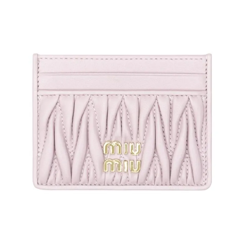 MIU MIU MatelasséMaritime Nappa Leather Card Holder Women's Light Pink-0