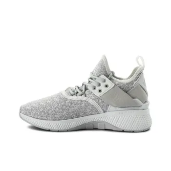 Palladium Ax_eon Lace Anti-Slip And Wear-Resistant Breathable Mid-Top Sports Casual Shoes Women's White Gray