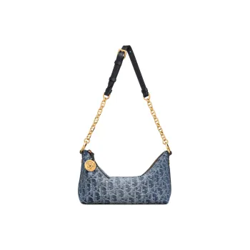 DIOR Jacquard Fabric Handbag, Shoulder Bag Women's Blue