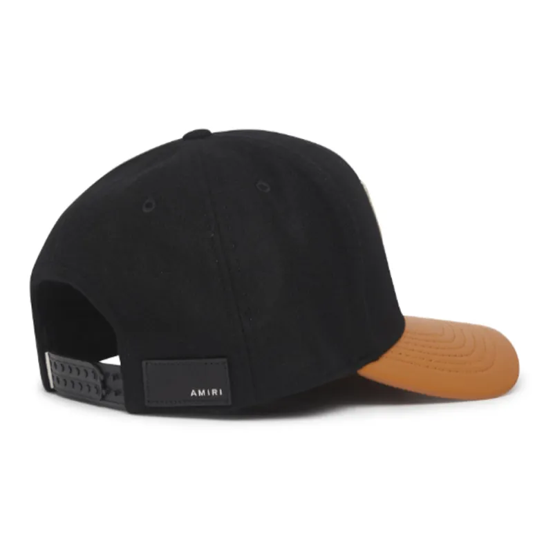 AMIRI Wool Cow Leather Baseball Caps Men's Black-3