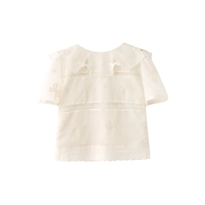 Miss Chipmunk Shirts Women's White Bowknot-1
