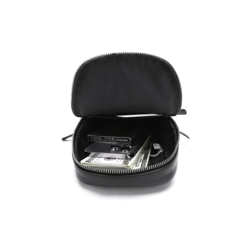 ELLE HOMME Cow Leather Sling Bag Men's Black-5