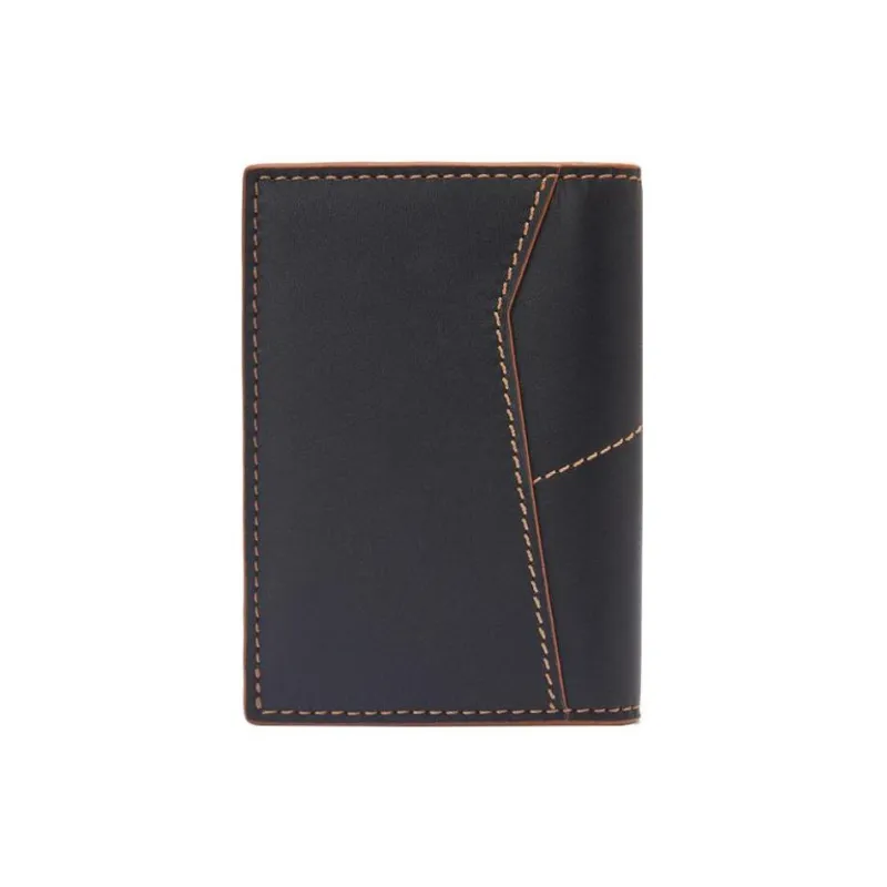 LOEWE Puzzle Smooth Cow Leather Card Holder Wallet Men's Black-1
