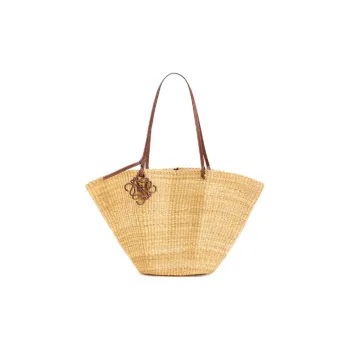 LOEWE Basket Leather Tote Bag, Shopping Bag, Shoulder Bag, Handbag Regular Women's Beige
