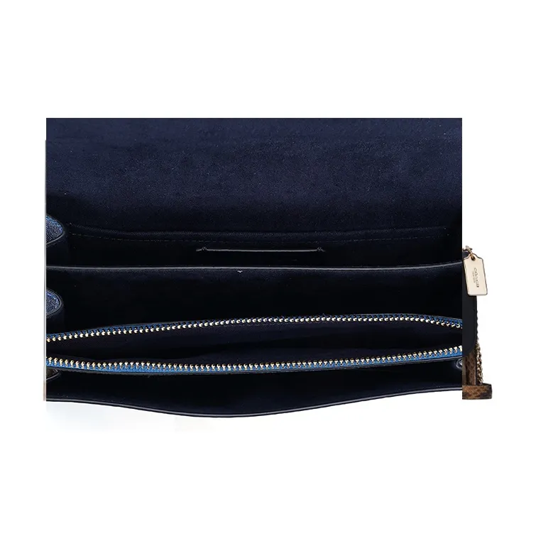 COACH Klare Leather Trunk Bag, Shoulder Bag, Crossbody Bag Women's Blue & Brown Monogram-3