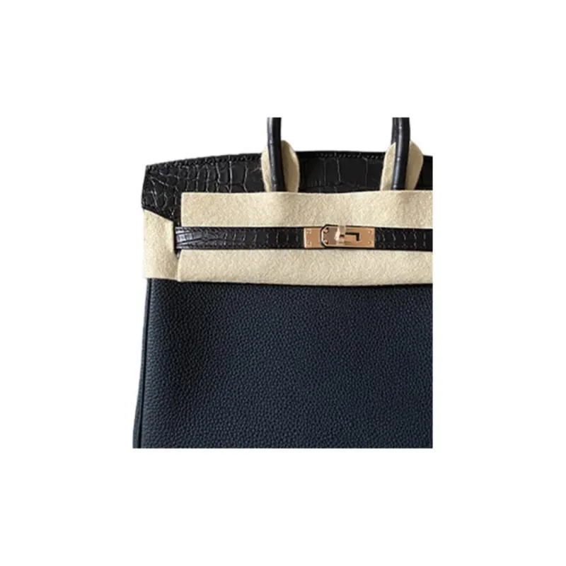 HERMES Birkin Touch Matte Finish Crocodile And Togo Calfskin Birkin Bag Handbags Women's Black-3