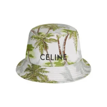 CELINE Cotton Bucket Hats Men's Gray Green