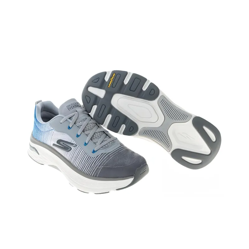 Skechers GO Run Ma Cushioning Arch Fit Cushioning Wear-Resistant Low-Top Casual Shoes Men's Gray White Blue-3