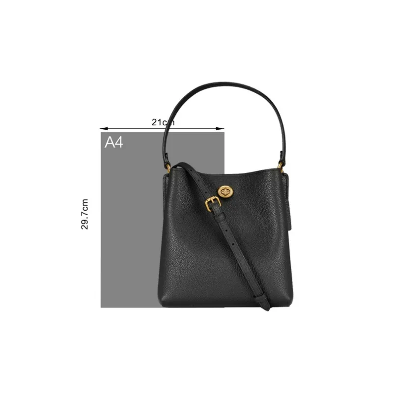 COACH Charlie Leather Bucket Bag Handbag Crossbody Bag Shoulder Bag Women's Black-3