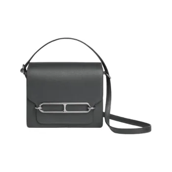 HERMES Roulis Evercolor Calfskin Pig Nose Bag Shoulder Bag Crossbody Bag Mini Women's Gray Black