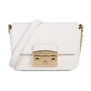 Furla Metropolis Collection Calfskin Small Square Bag Pig Nose Shoulder Bag Crossbody Bag Small Size Women's White