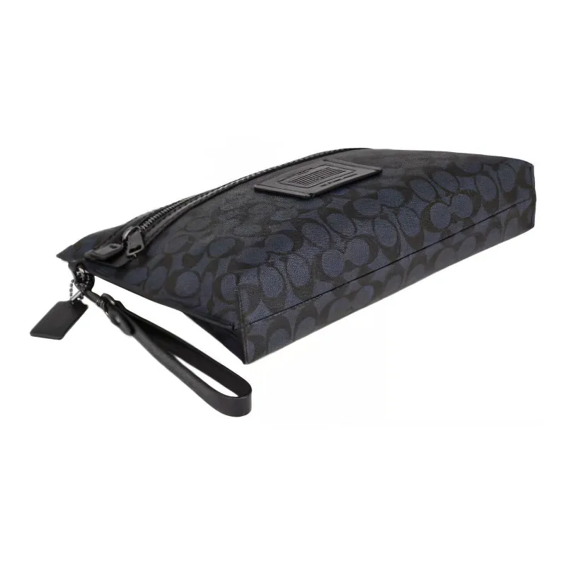 COACH Academy PVC Messenger Bag Clutches Large Size Men's Dark Blue-2