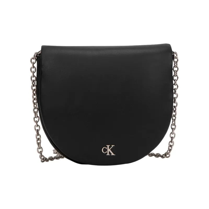 CALVIN KLEIN Synthetic Material Saddle Bag, Crossbody Bag Women's Space Black-0