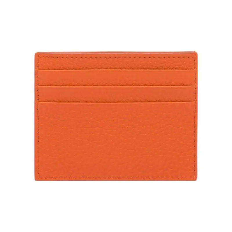 PRADA Leather Card Clip Card Holder Women's Orange-2