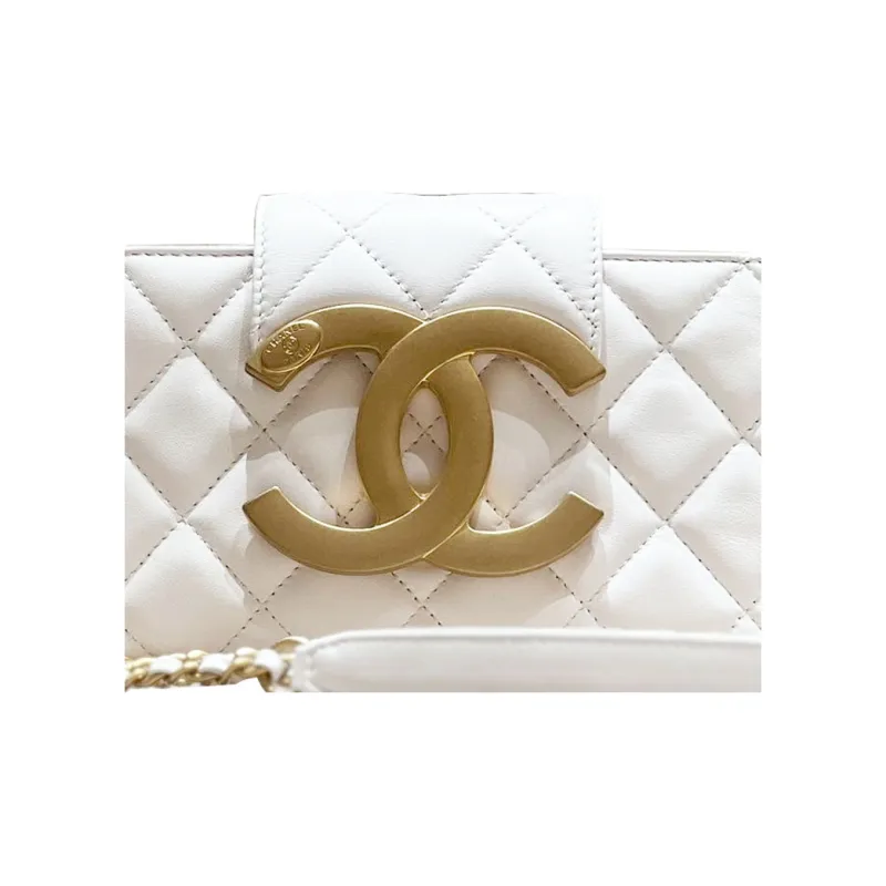 CHANEL Sheepskin Baguette Bag, Shoulder Bag, Crossbody Bag Women's White-1