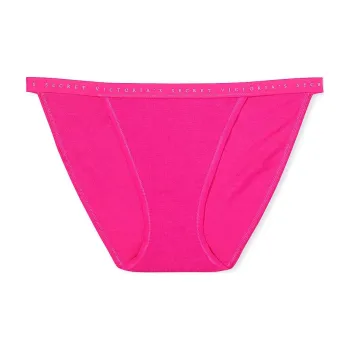Victoria's Secret PINK Stretch Cotton String Bikini Panty/Forever Pink Underpants Women's 1 Pack Rose Red