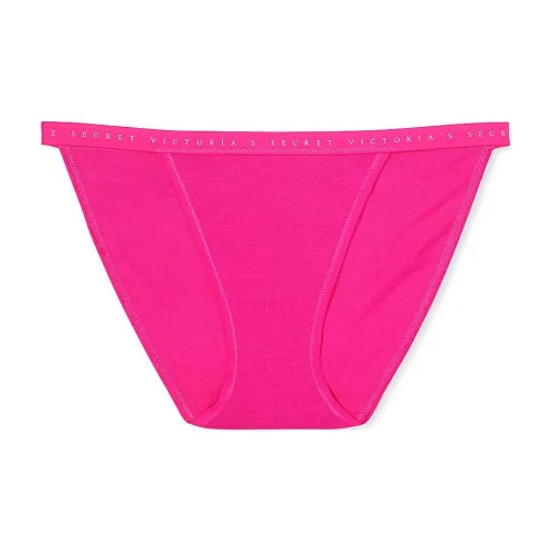 Victoria's Secret PINK Stretch Cotton String Bikini Panty/Forever Pink Underpants Women's 1 Pack Rose Red