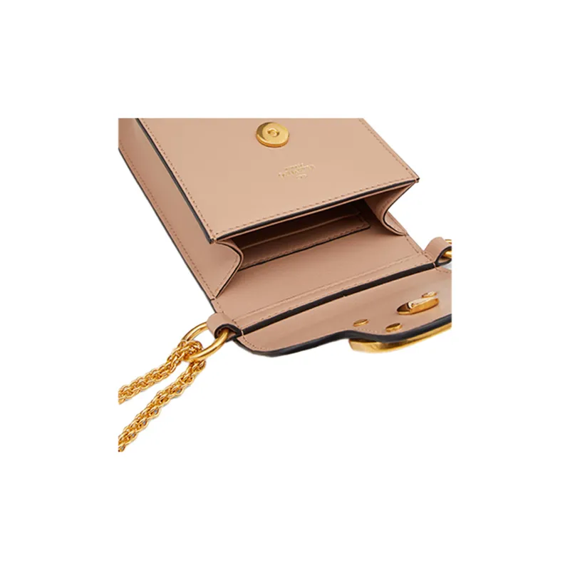 Valentino Locò Calfskin One Shoulder Crossbody Cell Phone Pouch Mini Women's Cinnamon Pink-5