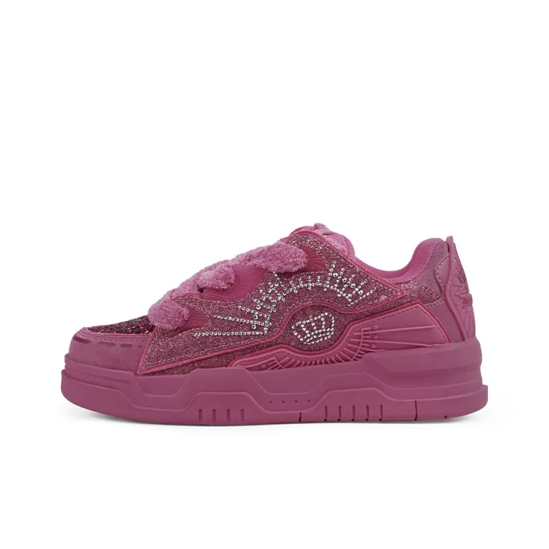 JUZI Low Top Skateboard Shoes Women's Rose Red-0