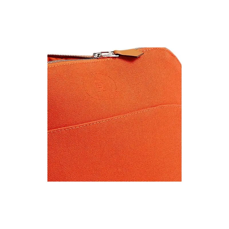 HERMES Bolide Cotton Canvas Bowling Bags, Makeup Bags, Travel Storage Bags Women's Orange-4