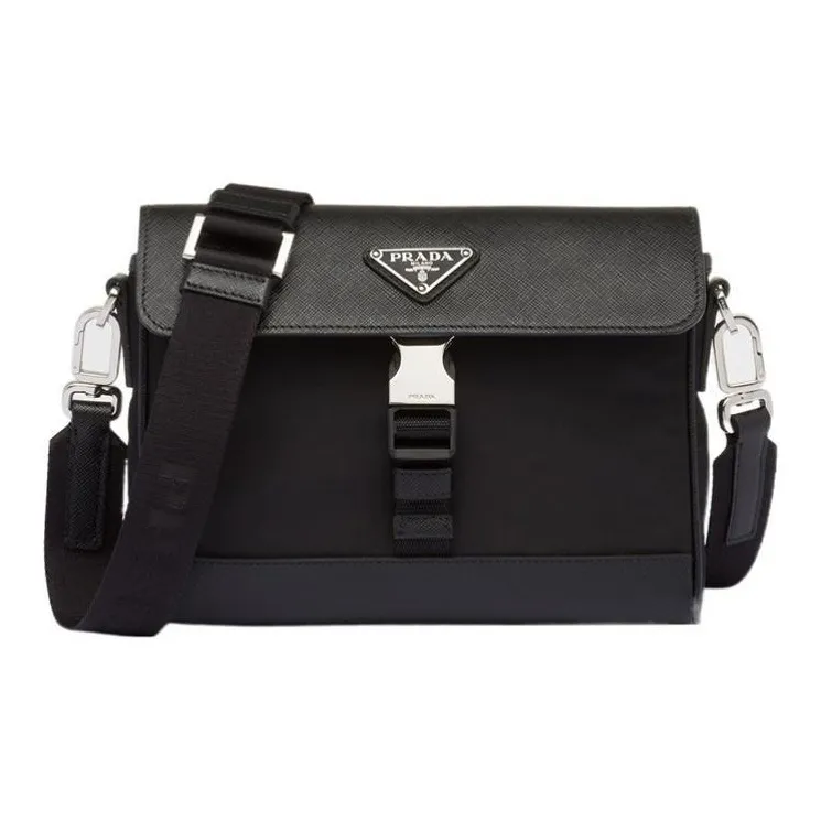 PRADA Re NylonSaffiano Fabric Shoulder Bag, Crossbody Bag Regular Men's Black-0