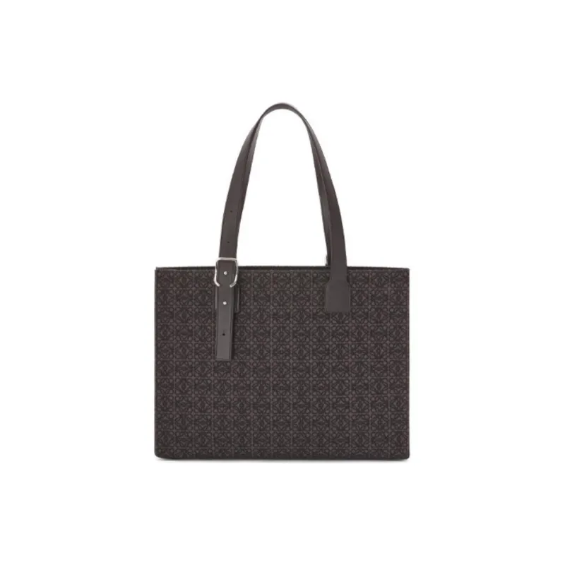 LOEWE Canvas Jacquard With Calfskin Canvas Bag Tote Bag Shopping Bag Shoulder Bag Handbag Men's Anthracite/Black-0