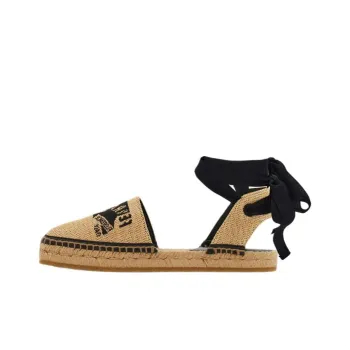 FERRAGAMO Logo embroidered Raffia Espadrilles