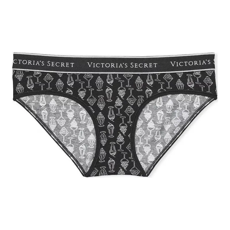 Victoria's Secret Logo Cotton Hiphugger Panty/Black Ice Cream Sundaes Underpants Women's 1 Pack Saint Generation Print-0