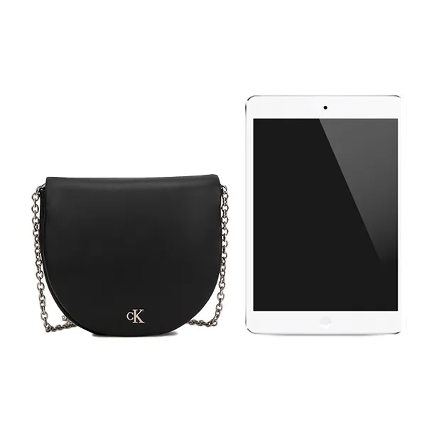 CALVIN KLEIN Synthetic Material Saddle Bag, Crossbody Bag Women's Space Black-3