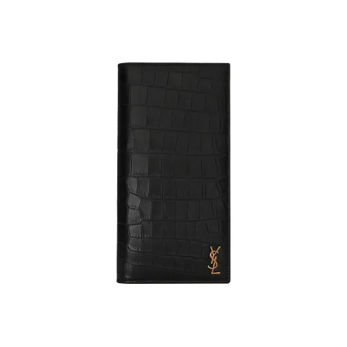SAINT LAURENT Monogram Cow Leather Wallet Men's Black