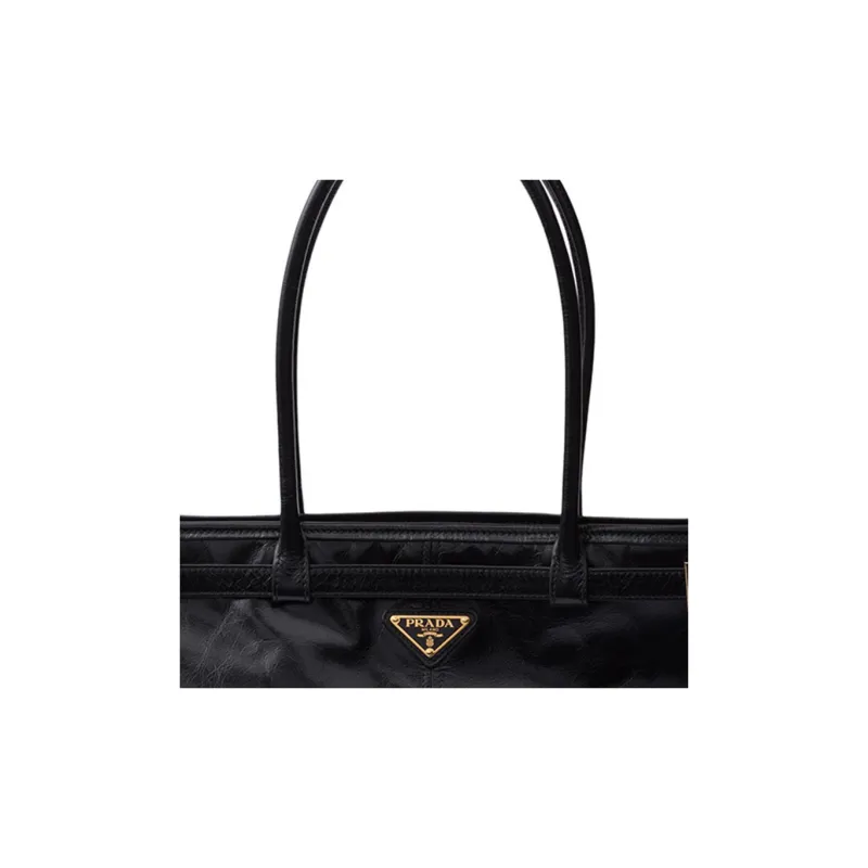 PRADA Soft Leather Shoulder Bag, Crossbody Bag, Handbag Tubas Women's Black-5