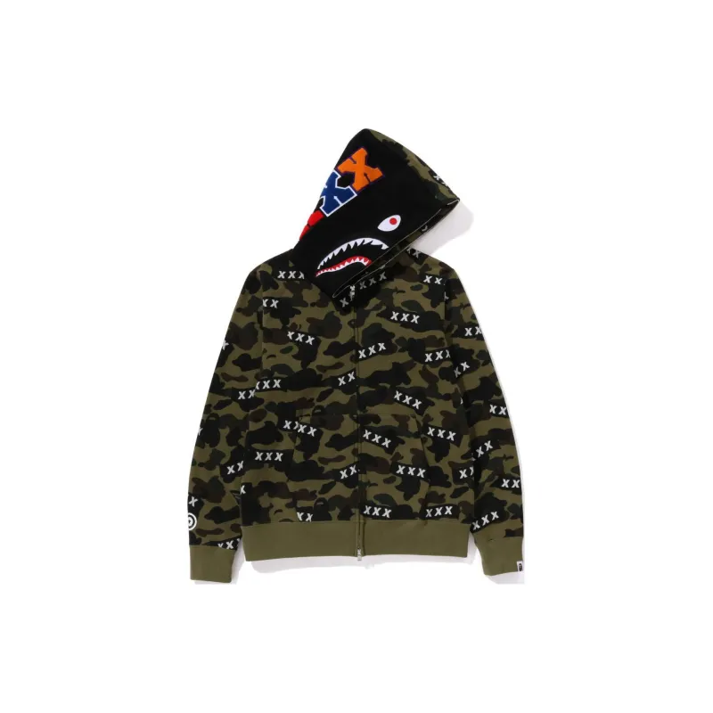 Bape X God Selection Xxx Shark Full Zip Hoodie-1