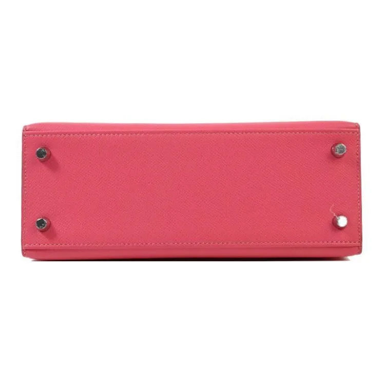 HERMES Kelly Epsom Leather Kelly Bag One Shoulder Handbags Women's 8W Rose Azalea New Lip Balm Powder-5