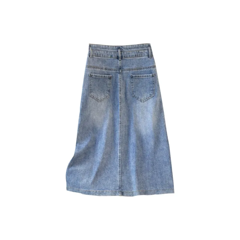 TOUCH Denim Long Skirt Women's Light Blue-1