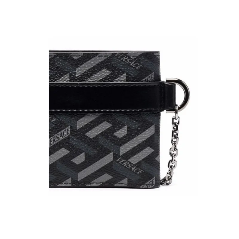 VERSACE PU Polyurethane Wallet Men's Black-3
